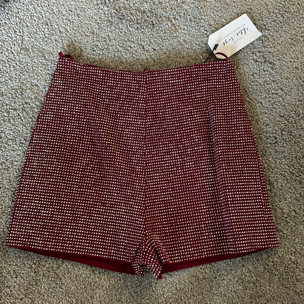 Maroon Bedazzled Short